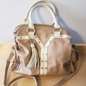 BIG BUDDHA Cream/Tan Gold Studded Handbag Purse